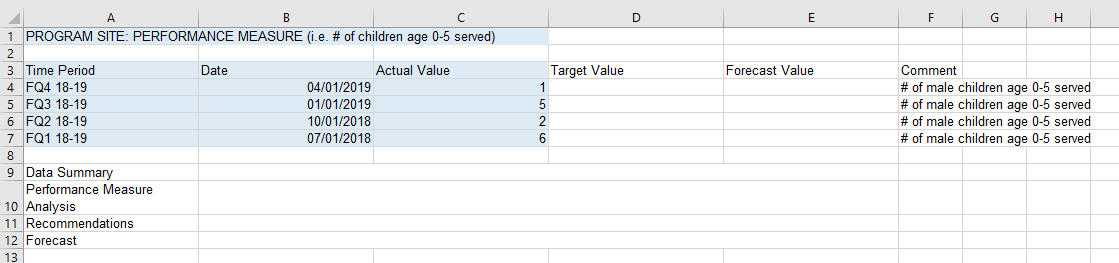 Sheet 1: Export Format